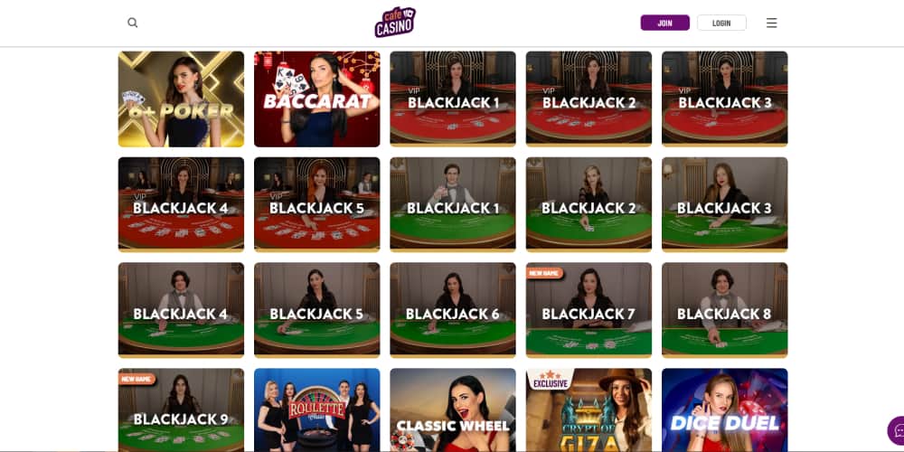Café Casino live dealers