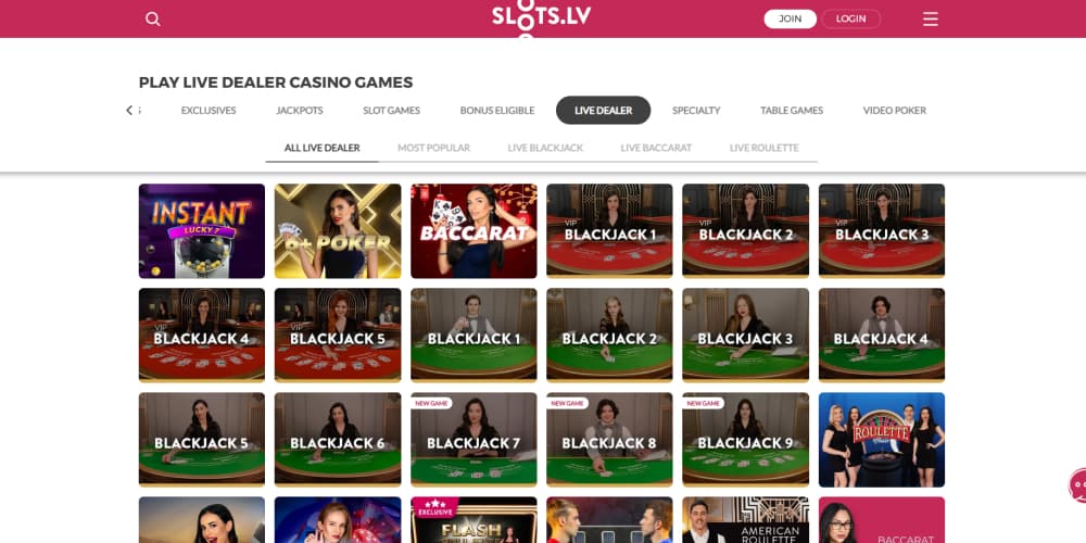Slots.lv live dealers