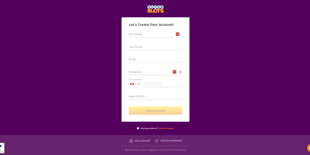 SuperSlots registration